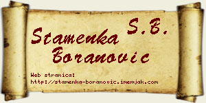 Stamenka Boranović vizit kartica